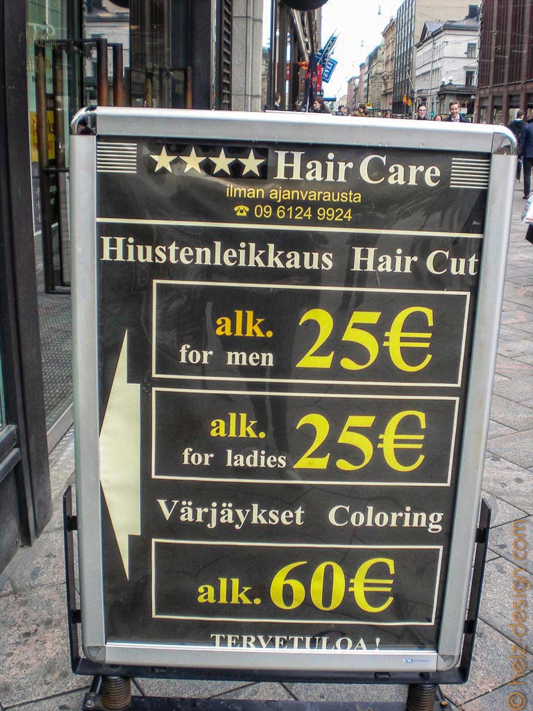 Auch in Helsinki könnte man einen Haarschnitt für 25 € haben 