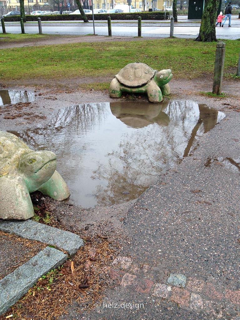 Die Pfützen vom gestrigen Regen