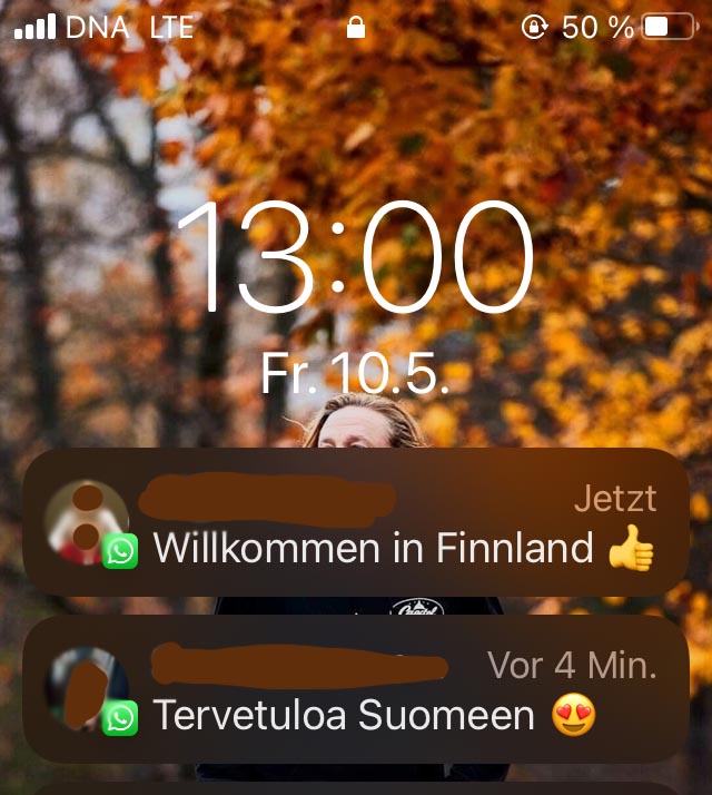 Screenshot mit Willkommensgrüßen